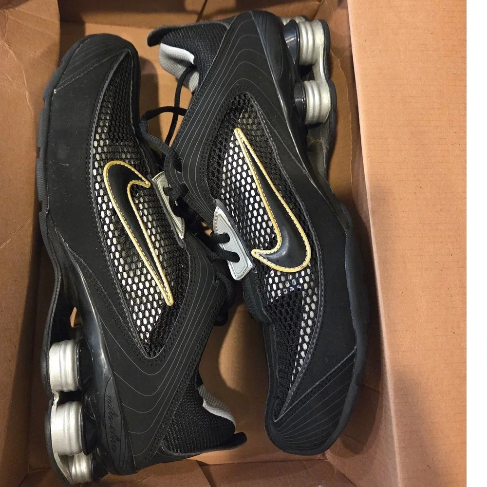 Nike Shox Turbo 8 Black Metallic Silver Gold 324924-002 Womens 9 Running Shoes